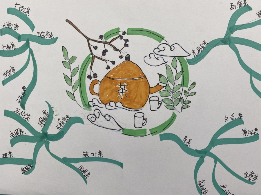 这件作品由嘉兴市茶园小学张睿所画,主题是《思维导图》,可以作为思维